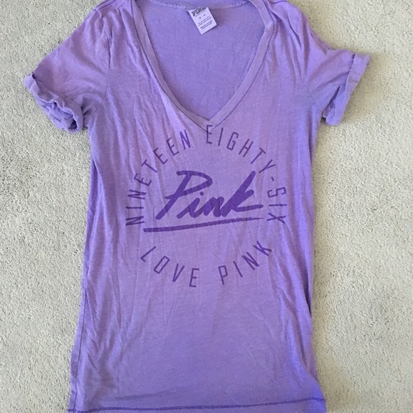 Neon purple colour Pink v-neck T Shirt - Picture 1 of 2